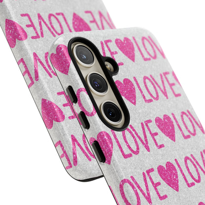 Pink Glitter Love Pattern – Samsung Galaxy Case - BOGO Cases