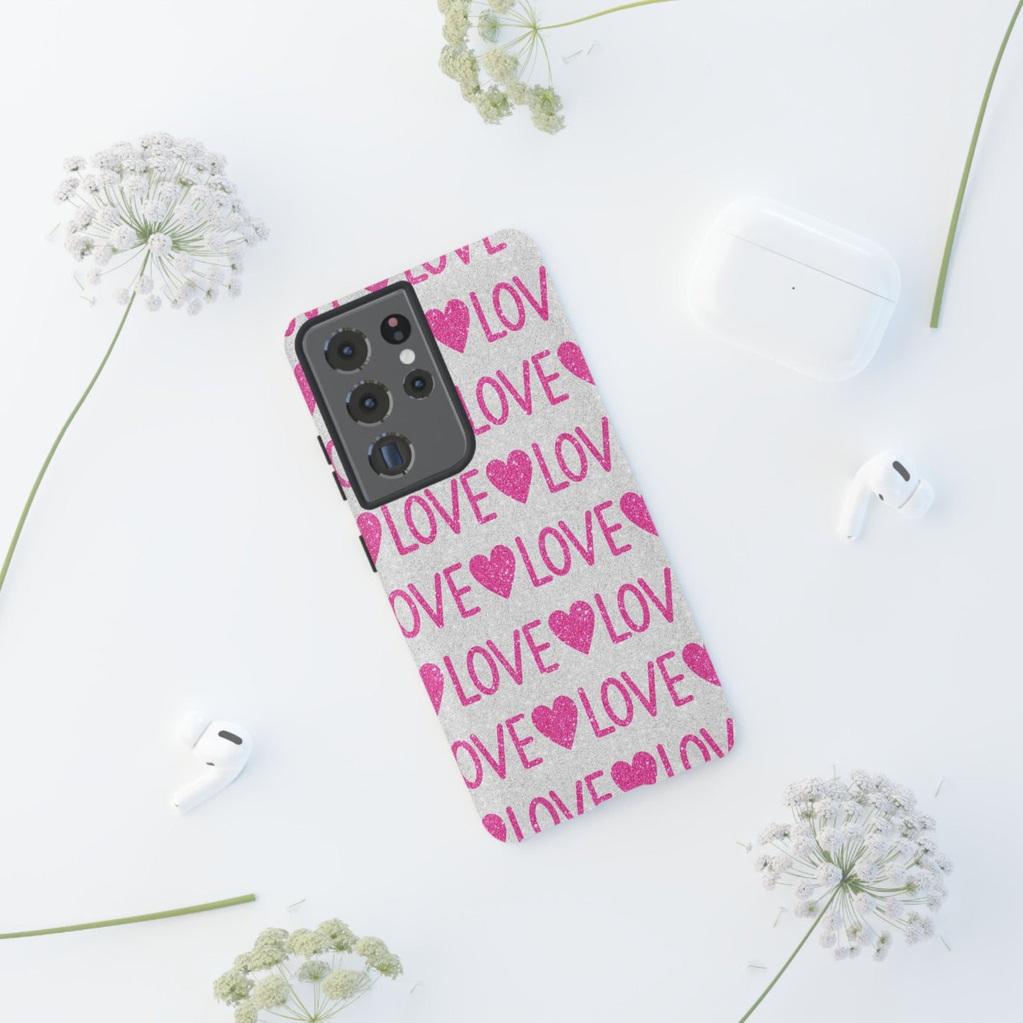 Pink Glitter Love Pattern – Samsung Galaxy Case - BOGO Cases