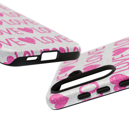 Pink Glitter Love Pattern – Samsung Galaxy Case - BOGO Cases