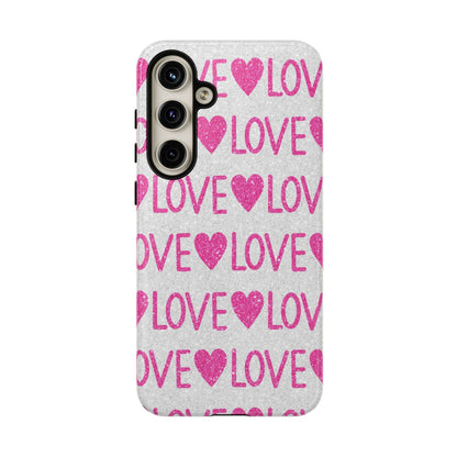Pink Glitter Love Pattern – Samsung Galaxy Case - BOGO Cases
