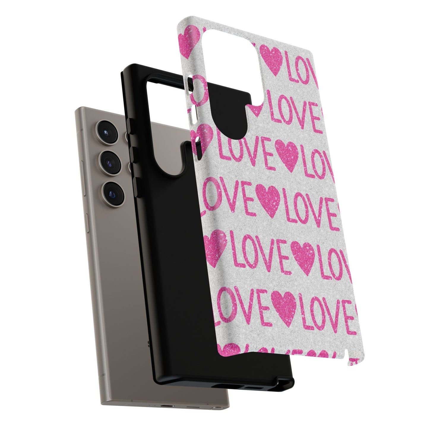 Pink Glitter Love Pattern – Samsung Galaxy Case - BOGO Cases