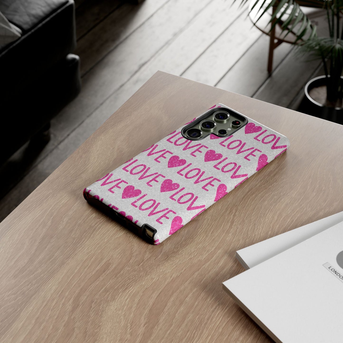 Pink Glitter Love Pattern – Samsung Galaxy Case - BOGO Cases