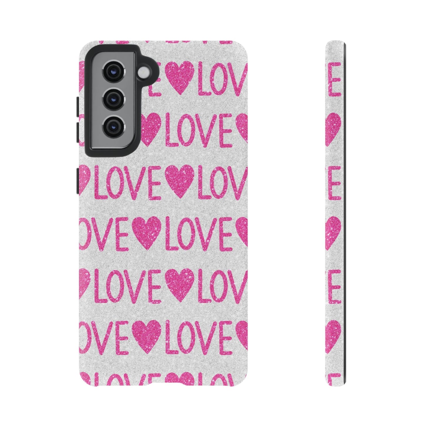 Pink Glitter Love Pattern – Samsung Galaxy Case - BOGO Cases