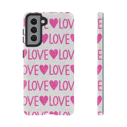 Pink Glitter Love Pattern – Samsung Galaxy Case - BOGO Cases