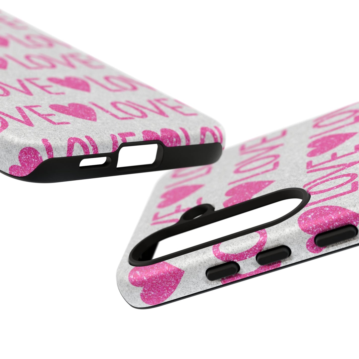 Pink Glitter Love Pattern – Samsung Galaxy Case - BOGO Cases