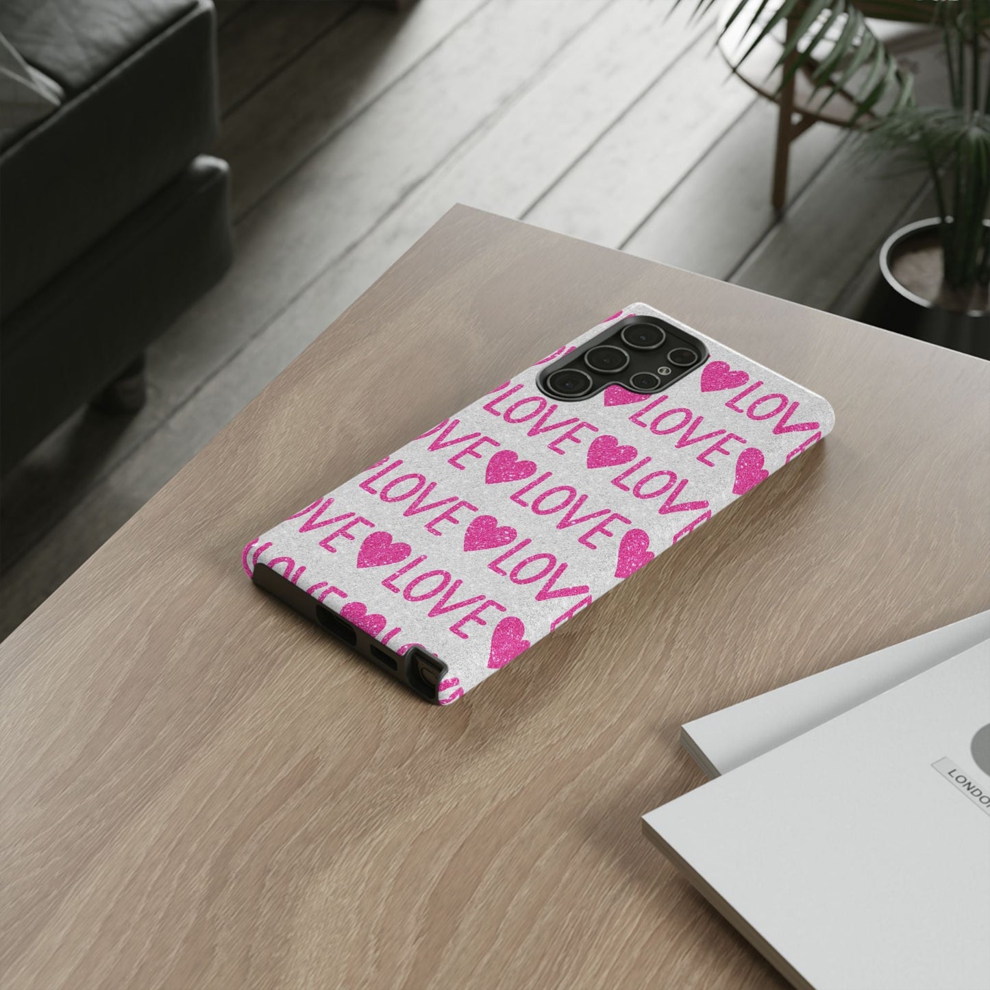 Pink Glitter Love Pattern – Samsung Galaxy Case - BOGO Cases
