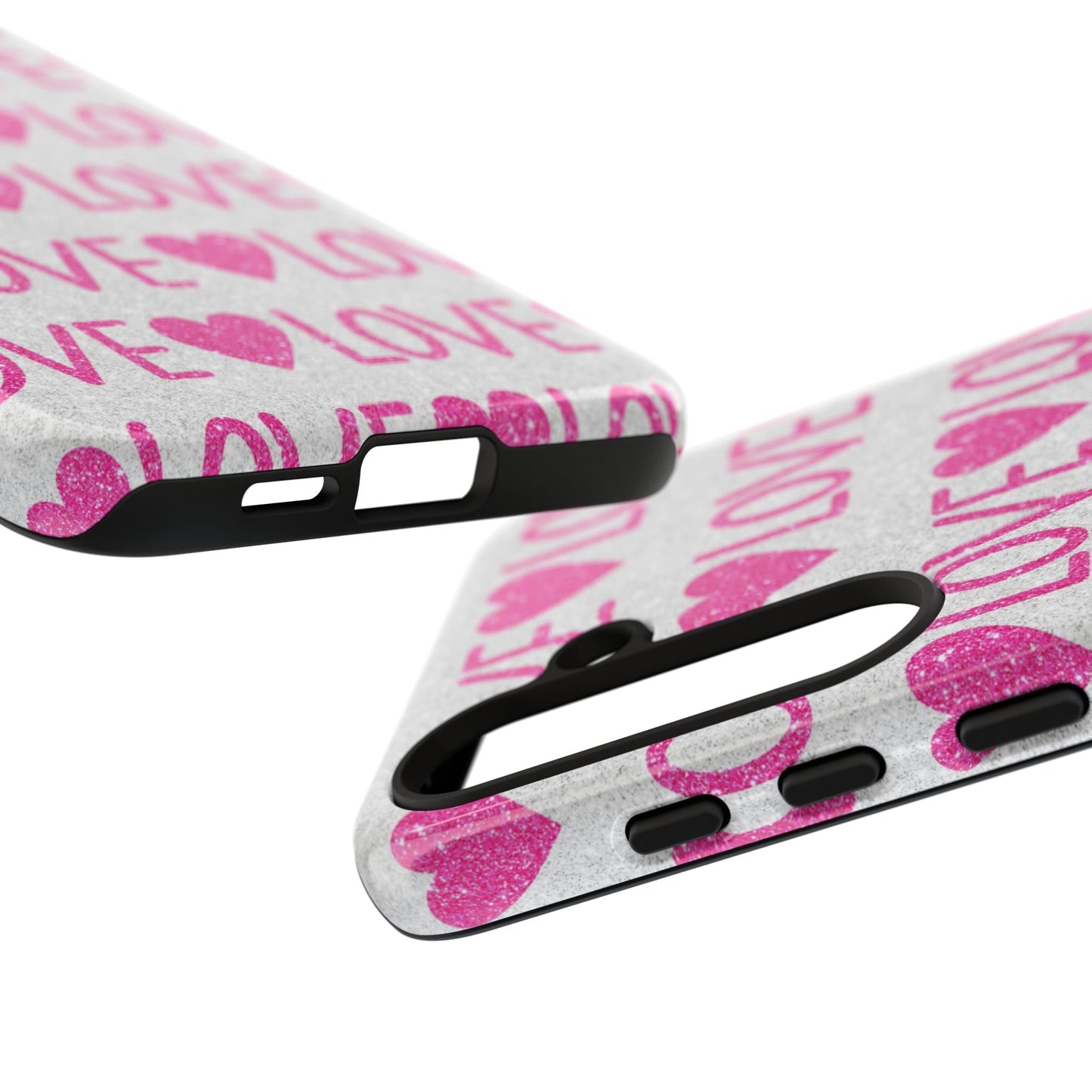Pink Glitter Love Pattern – Samsung Galaxy Case - BOGO Cases