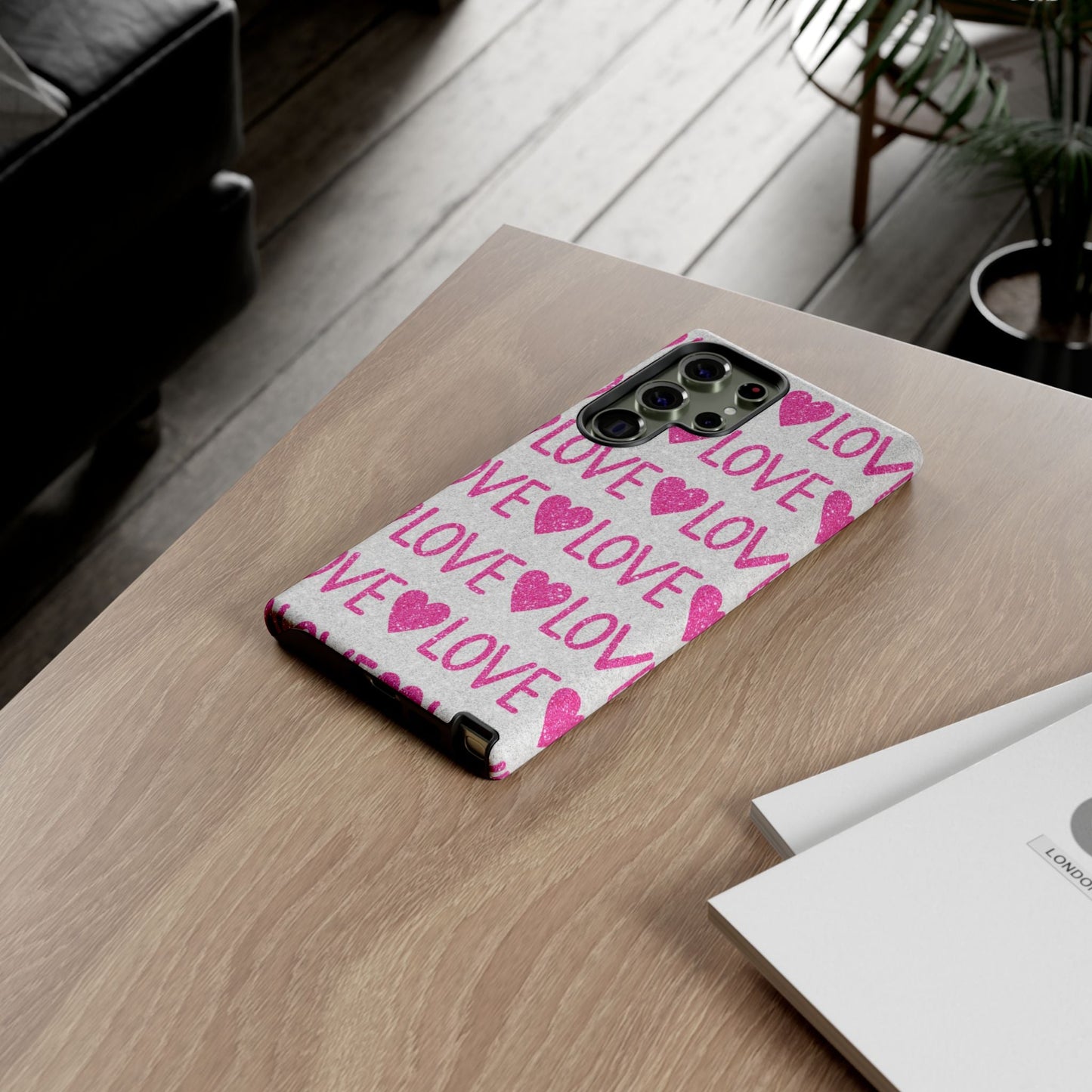 Pink Glitter Love Pattern – Samsung Galaxy Case - BOGO Cases