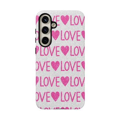 Pink Glitter Love Pattern – Samsung Galaxy Case - BOGO Cases
