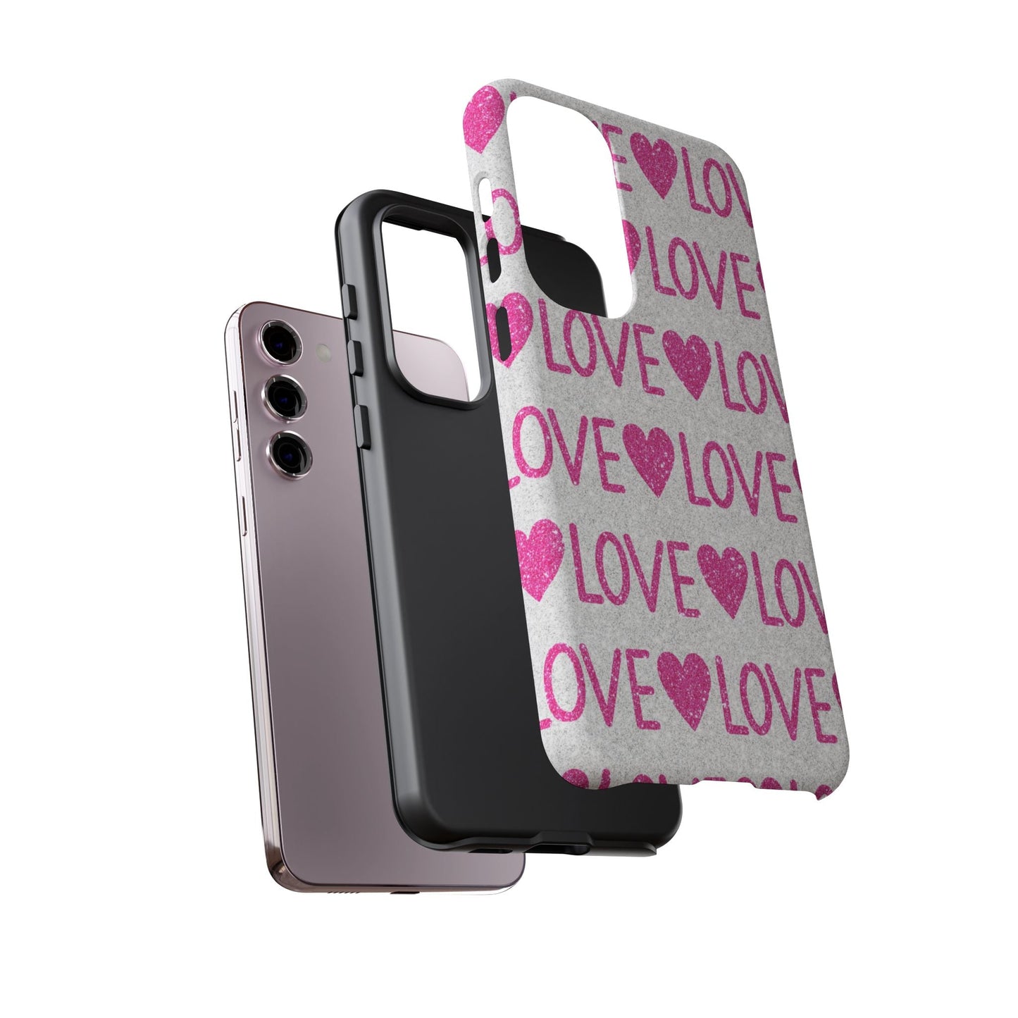 Pink Glitter Love Pattern – Samsung Galaxy Case - BOGO Cases