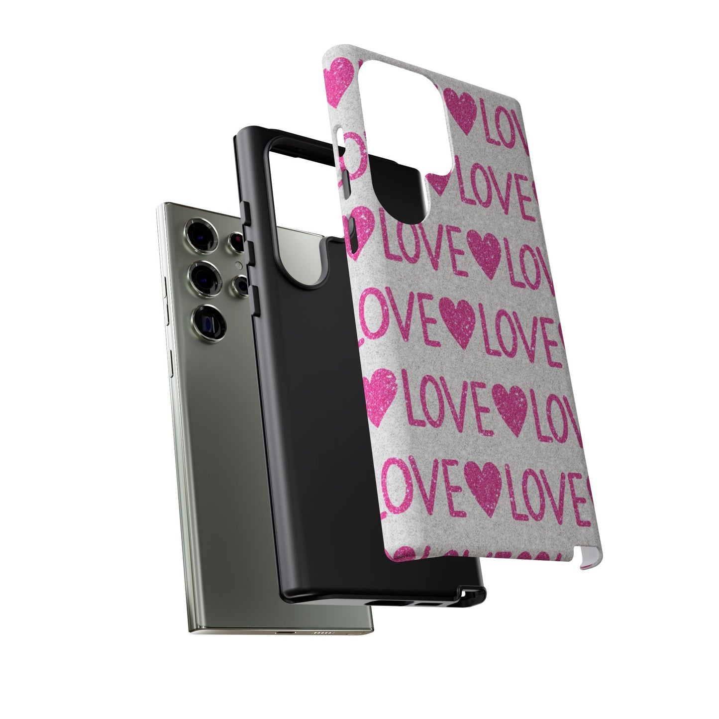 Pink Glitter Love Pattern – Samsung Galaxy Case - BOGO Cases
