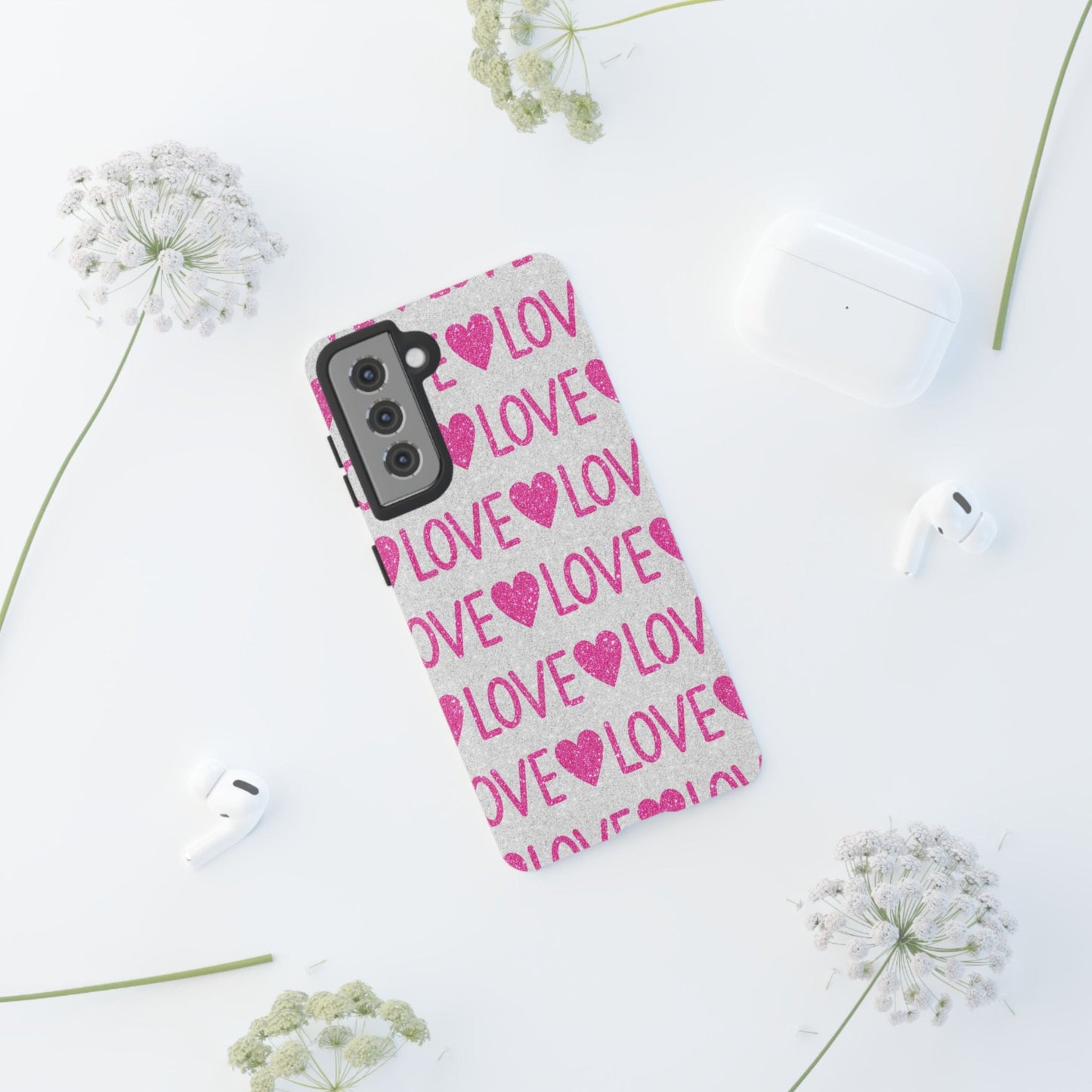 Pink Glitter Love Pattern – Samsung Galaxy Case - BOGO Cases