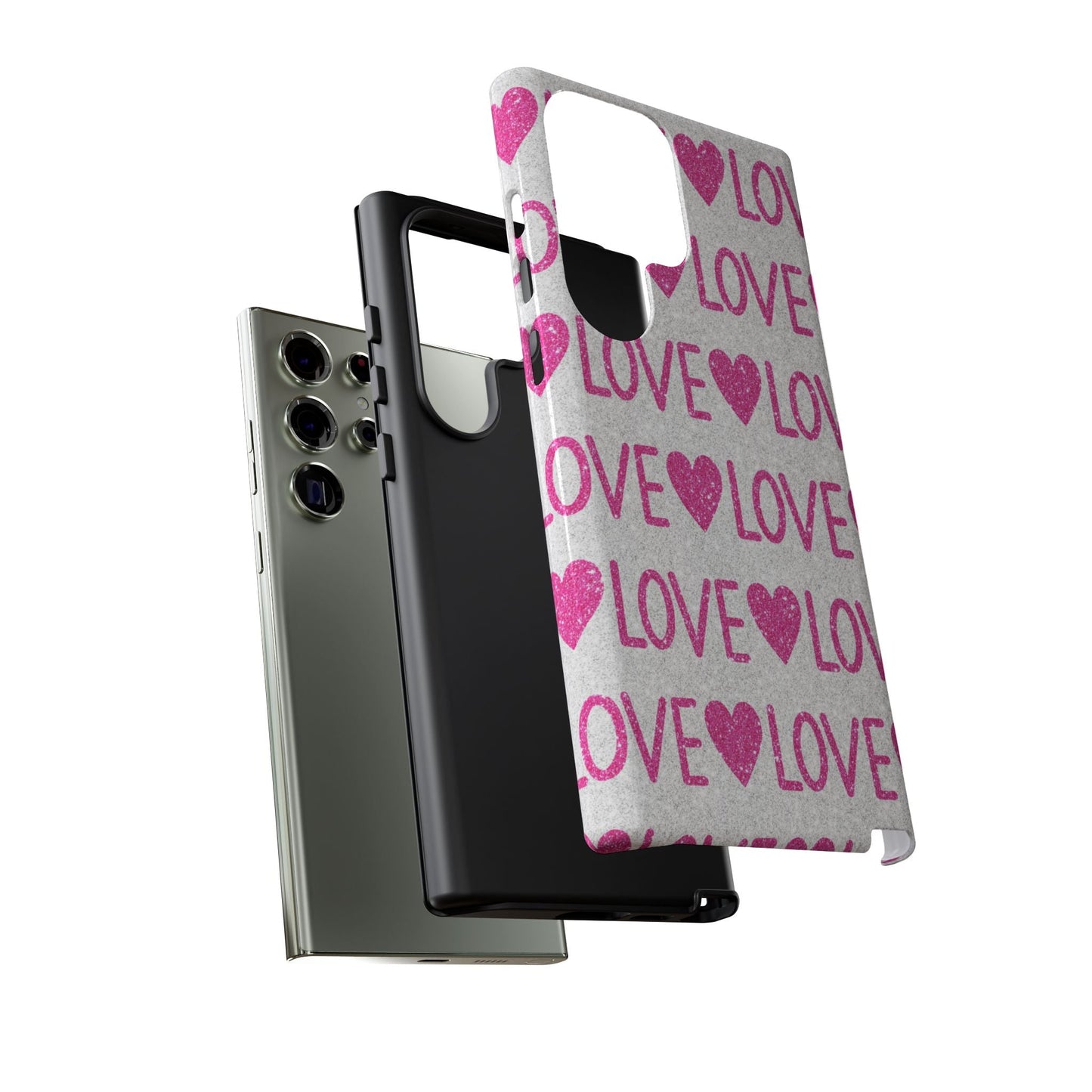 Pink Glitter Love Pattern – Samsung Galaxy Case - BOGO Cases
