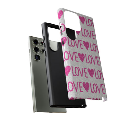 Pink Glitter Love Pattern – Samsung Galaxy Case - BOGO Cases