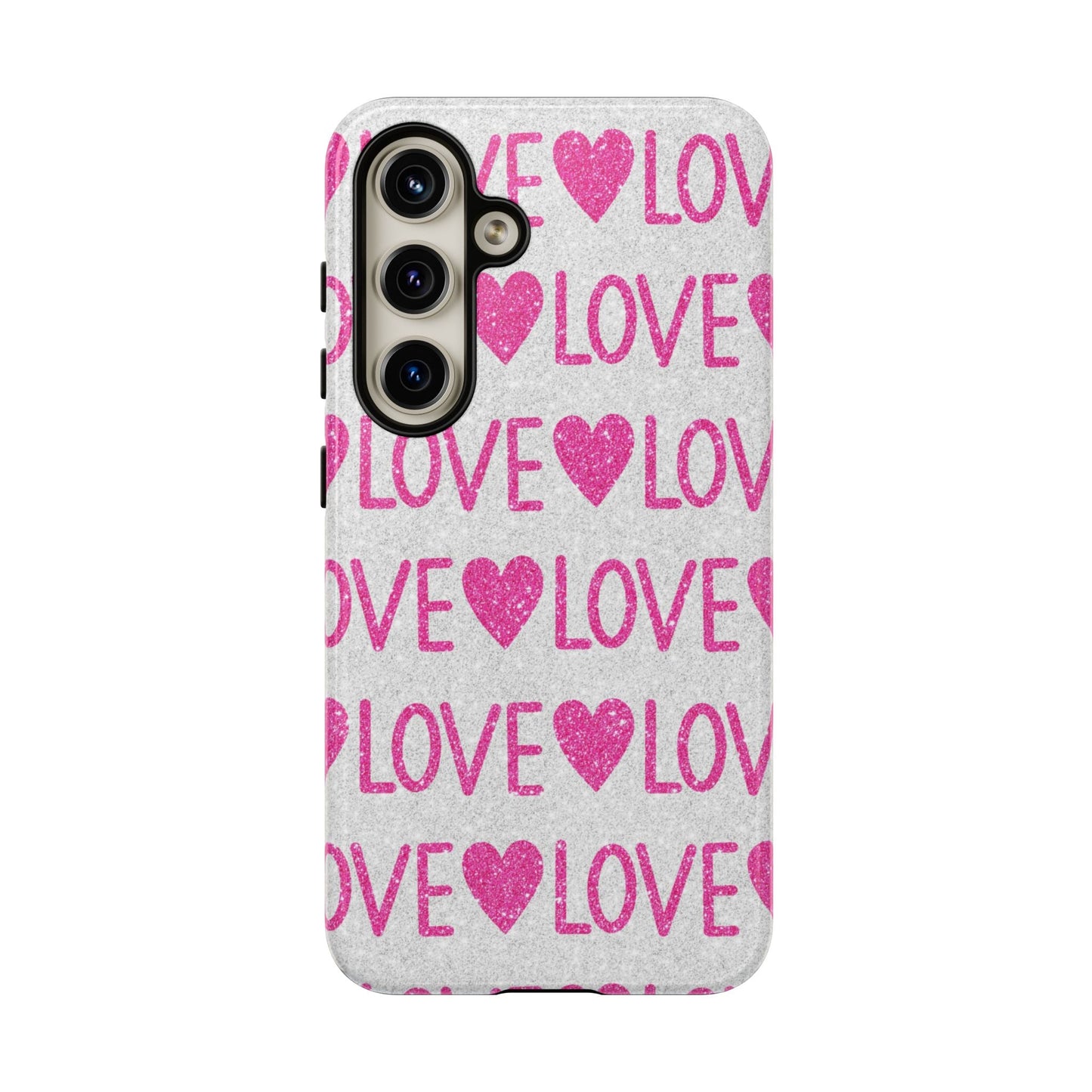 Pink Glitter Love Pattern – Samsung Galaxy Case - BOGO Cases