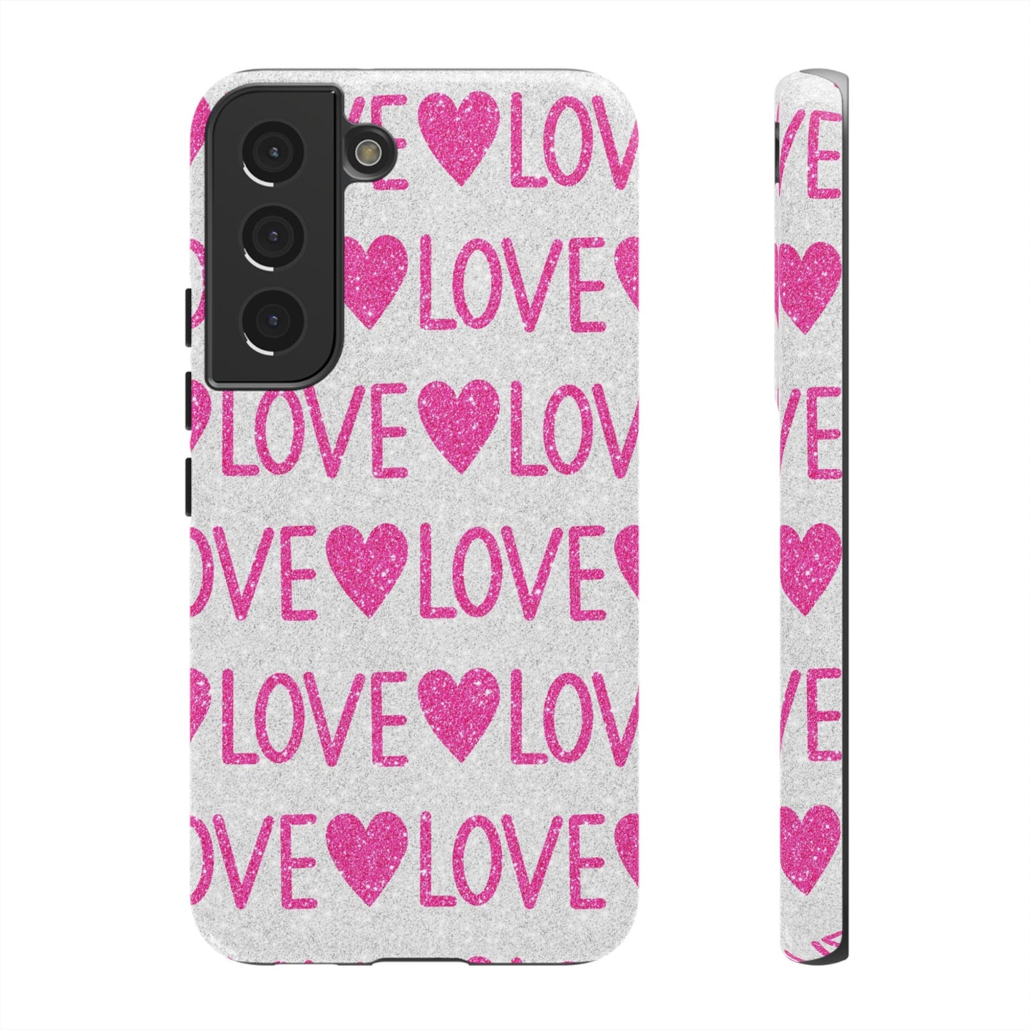 Pink Glitter Love Pattern – Samsung Galaxy Case - BOGO Cases