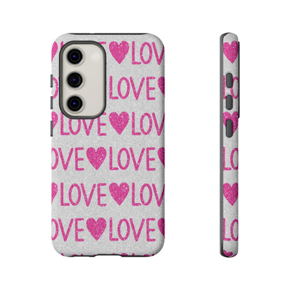 Pink Glitter Love Pattern – Samsung Galaxy Case - BOGO Cases