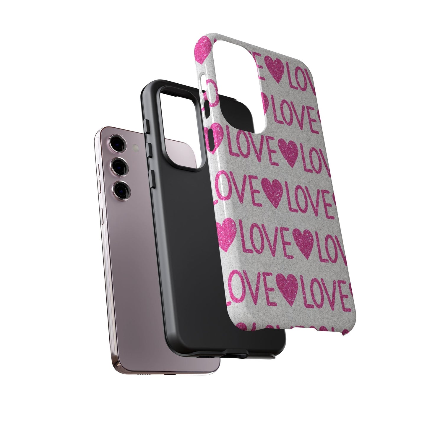 Pink Glitter Love Pattern – Samsung Galaxy Case - BOGO Cases