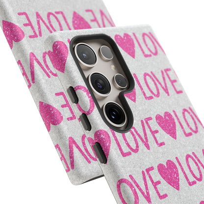 Pink Glitter Love Pattern – Samsung Galaxy Case - BOGO Cases