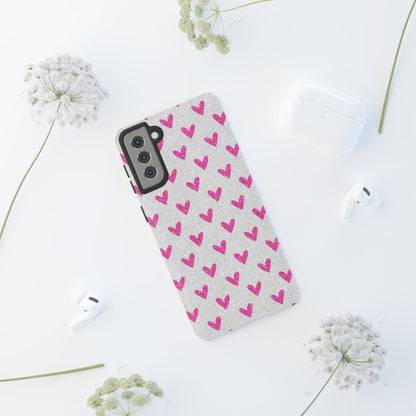 Pink Hearts on Glitter Silver – Samsung Galaxy Case - BOGO Cases
