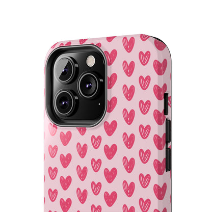 Pink Sketched Hearts – iPhone Case - BOGO Cases