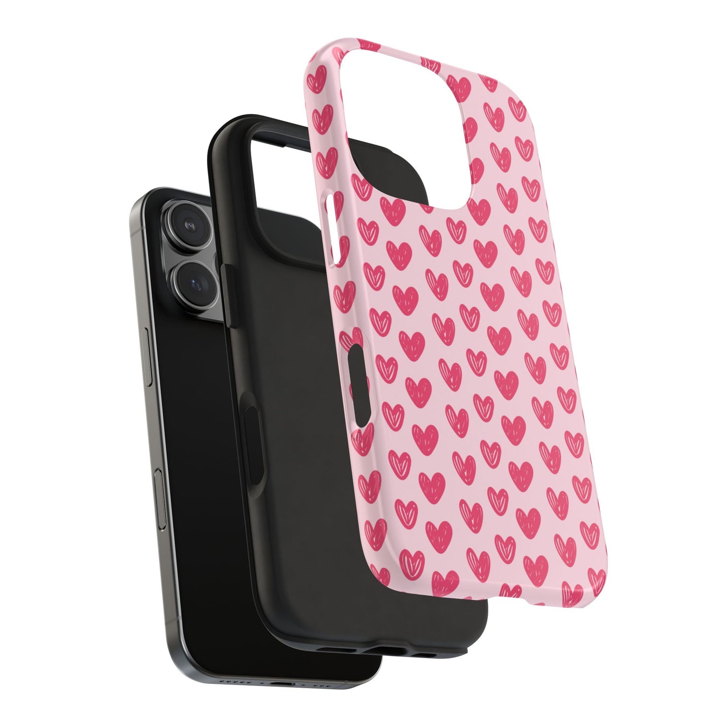 Pink Sketched Hearts – iPhone Case - BOGO Cases