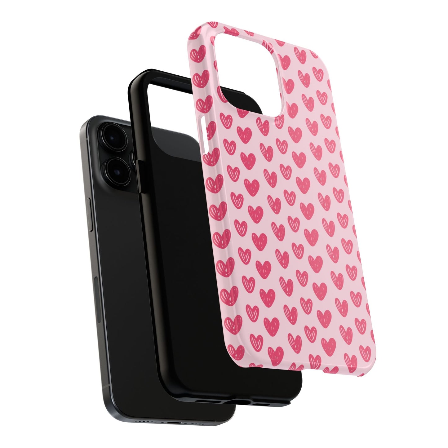 Pink Sketched Hearts – iPhone Case - BOGO Cases