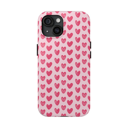 Pink Sketched Hearts – iPhone Case - BOGO Cases