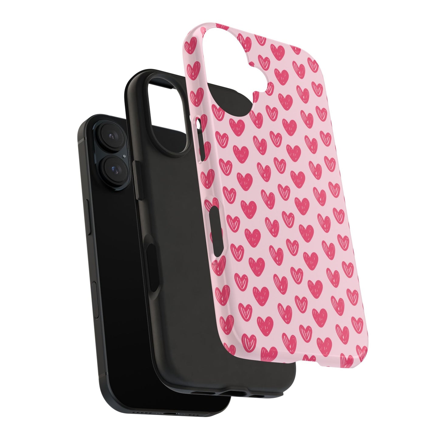 Pink Sketched Hearts – iPhone Case - BOGO Cases