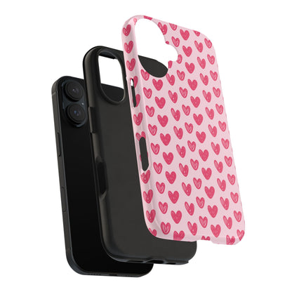 Pink Sketched Hearts – iPhone Case - BOGO Cases