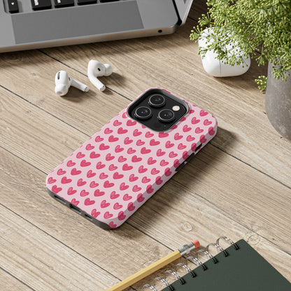 Pink Sketched Hearts – iPhone Case - BOGO Cases