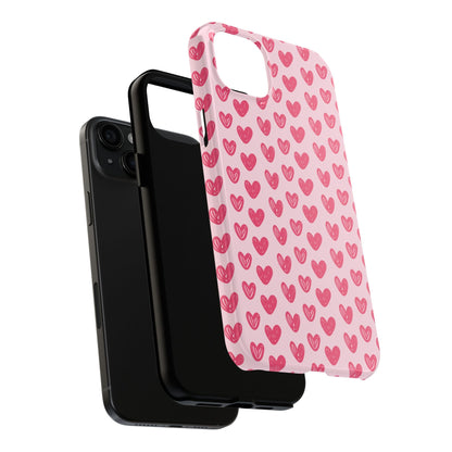 Pink Sketched Hearts – iPhone Case - BOGO Cases