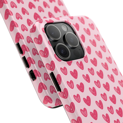 Pink Sketched Hearts – iPhone Case - BOGO Cases