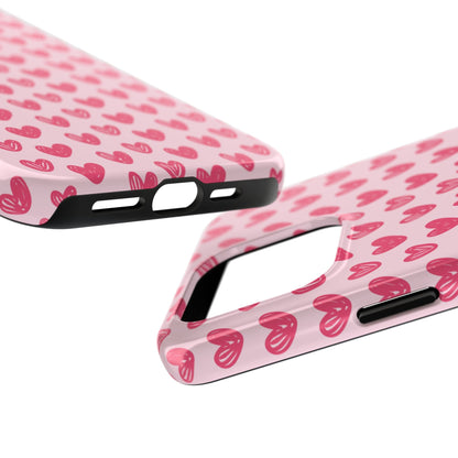 Pink Sketched Hearts – iPhone Case - BOGO Cases