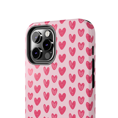Pink Sketched Hearts – iPhone Case - BOGO Cases