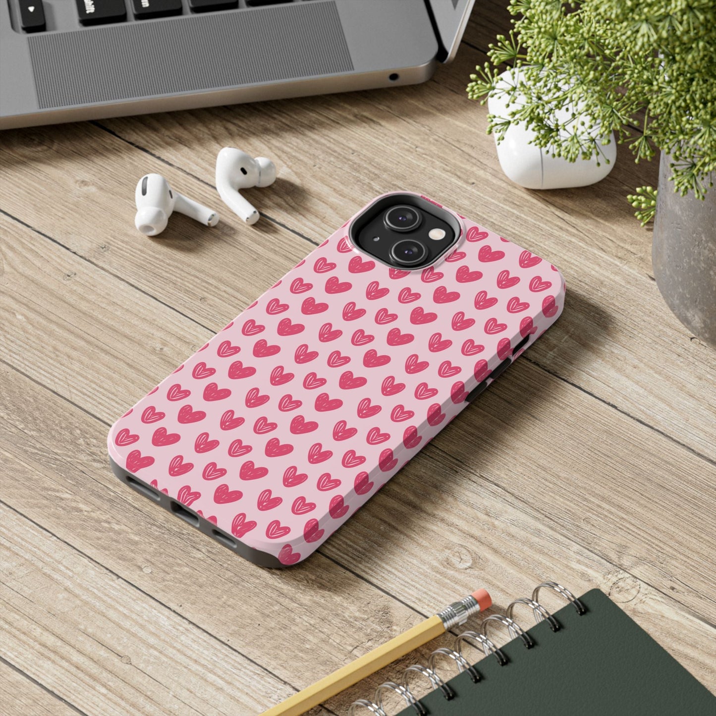 Pink Sketched Hearts – iPhone Case - BOGO Cases
