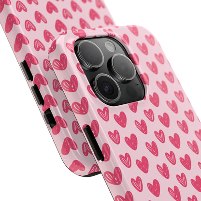 Pink Sketched Hearts – iPhone Case - BOGO Cases