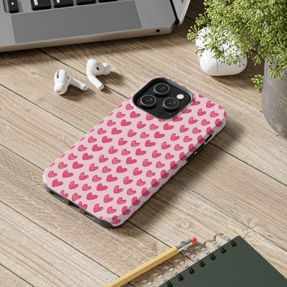 Pink Sketched Hearts – iPhone Case - BOGO Cases