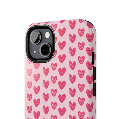 Pink Sketched Hearts – iPhone Case - BOGO Cases