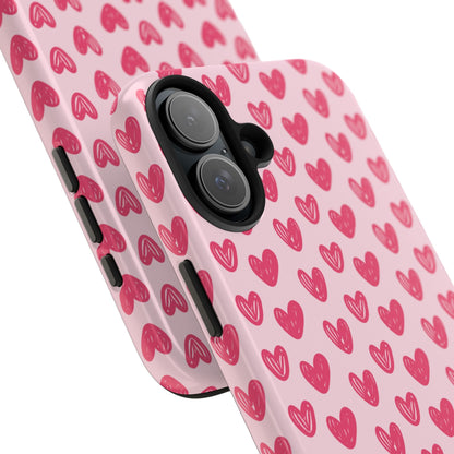 Pink Sketched Hearts – iPhone Case - BOGO Cases