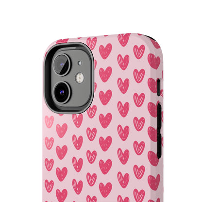 Pink Sketched Hearts – iPhone Case - BOGO Cases