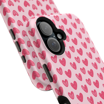 Pink Sketched Hearts – MagSafe Case - BOGO Cases