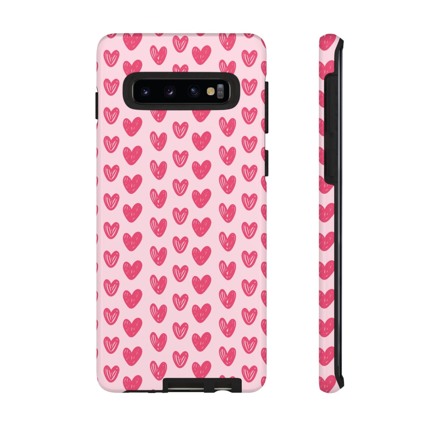 Pink Sketched Hearts – Samsung Galaxy Case - BOGO Cases