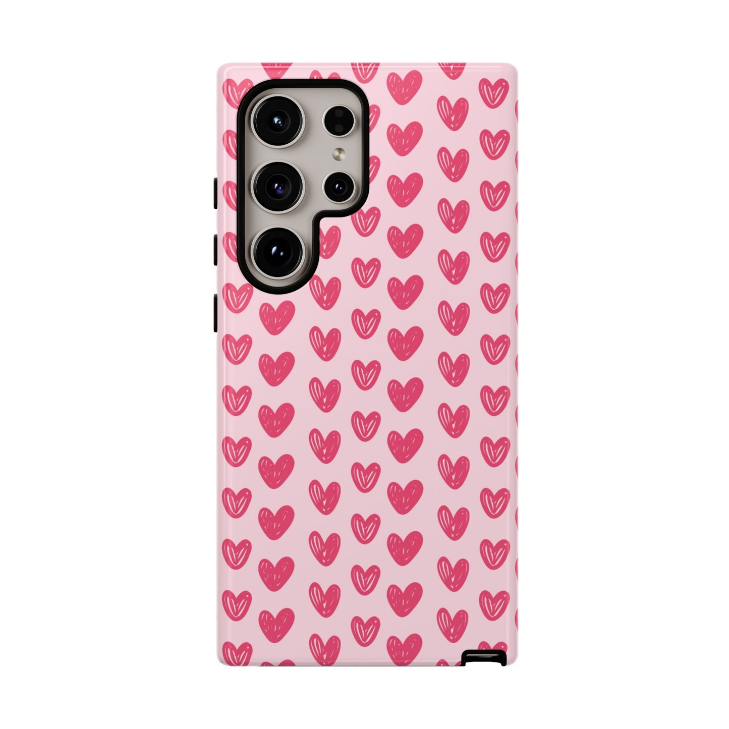 Pink Sketched Hearts – Samsung Galaxy Case - BOGO Cases