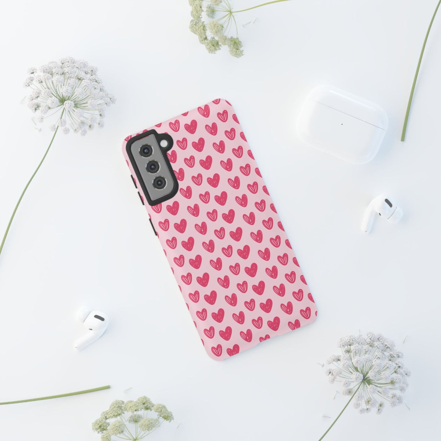 Pink Sketched Hearts – Samsung Galaxy Case - BOGO Cases