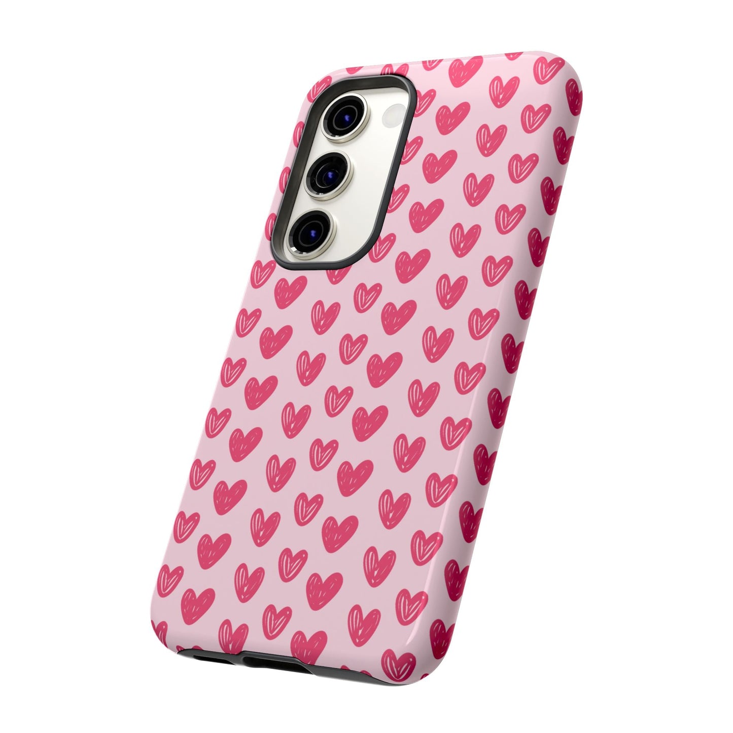 Pink Sketched Hearts – Samsung Galaxy Case - BOGO Cases