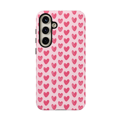 Pink Sketched Hearts – Samsung Galaxy Case - BOGO Cases