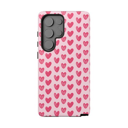Pink Sketched Hearts – Samsung Galaxy Case - BOGO Cases