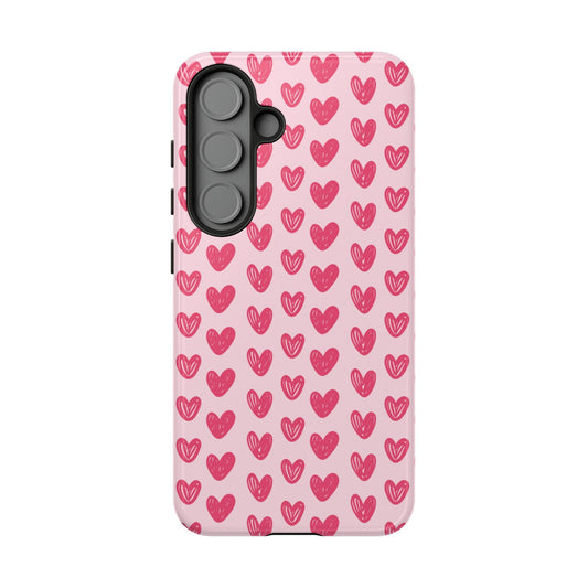 Pink Sketched Hearts – Samsung Galaxy Case - BOGO Cases