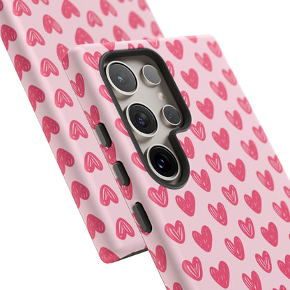 Pink Sketched Hearts – Samsung Galaxy Case - BOGO Cases